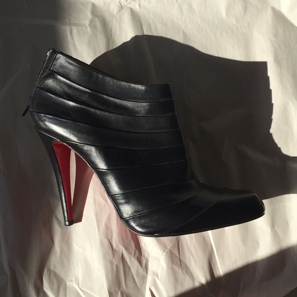 NEW Christian Louboutin Black Leather Booties